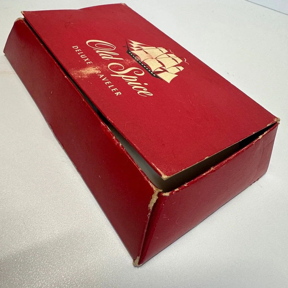 Old Spice Deluxe Traveler Set Mens Vintage Ivory Red Shulton Cologne After Shave